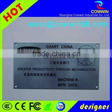 wholesale black printed steel name plate with serial number