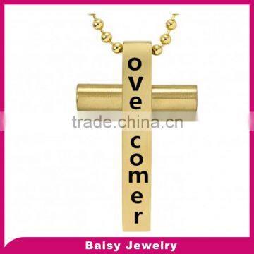 custom design Gold plated Stainless Steel Personalized Cross Pendant