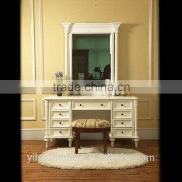 Classic white color wooden dresser mirror design