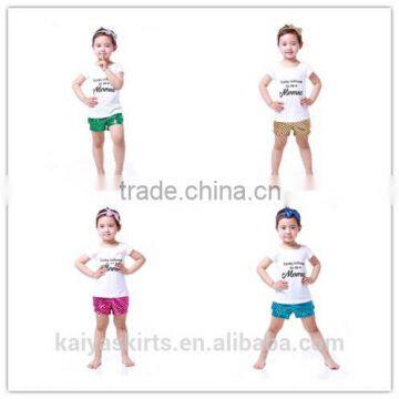 Multicolored 2016 stylish wholesale t shirt and short baby girls suit costume mermaid design