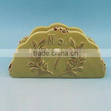 Good quality embossed cermaic nakin holder