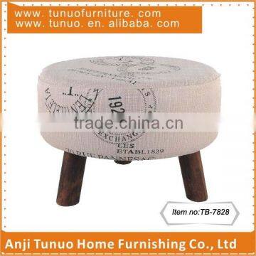 Fabric ottoman,Stool,3 wooden legs,Mini type,TB-7828