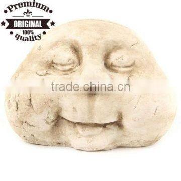 resin natural stone effect face closed eyes garden ornament