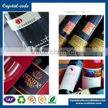 Adhesive sticker label paper CMYK or Pantone adhesive wine label paper wine label