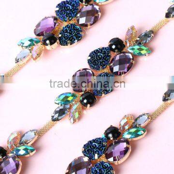 wholesale fashion new design colorful shining crystal decorative stone chain trimming                        
                                                Quality Choice