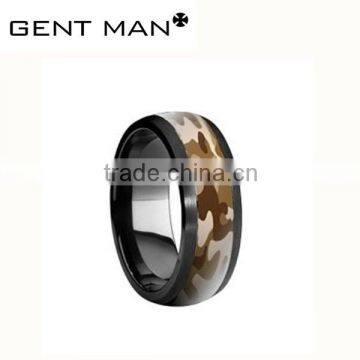 Men's black plated stainless steel military camo rings