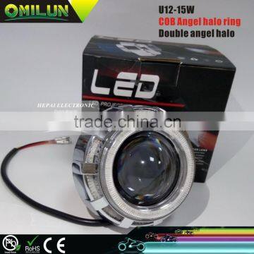 Double angel eye 15W Led Motorcycle led projector lens light Headlight