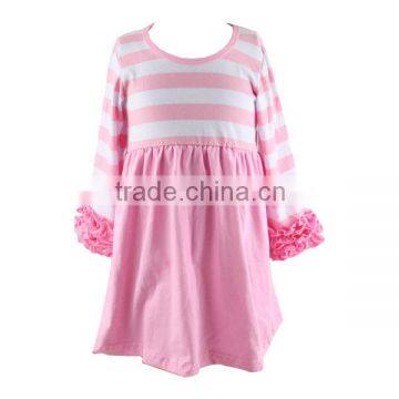 Wholesale Baby Clothes Hot Pink White Girls Ruffle Dress Triple Icing Sleeves Dresses Children Frocks Designs Infant Baby Dress photo-2