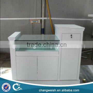 White painting cashier desk design , retail shop fixtures display counter