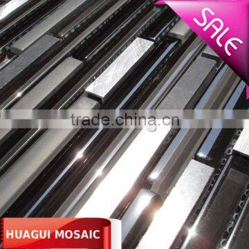 Black mix grey linear glass mosaic backsplash aluminium tiles border HG-CDT403