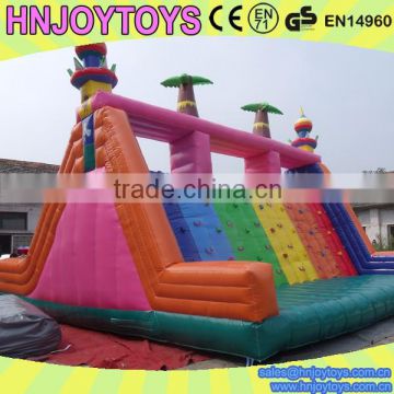 Three lanes inflatable slide and climbing wall