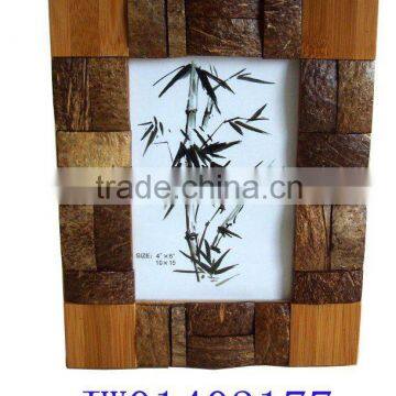 bamboo and coconut shell table top photo frame