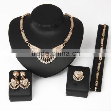 African Bridal Chunky Jewelry Set Crystal Crown Charm Statement Jewelry Chandelier Earring For Women