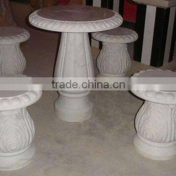 Indoor White Marble Table and Chair set