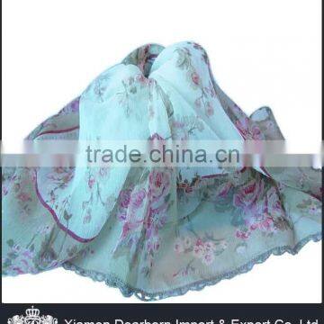 fringe polyester square scarf for lady