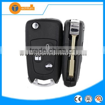 hot sale abs 3 button remote flip key shell with logo and uncut blade for ford mondeo