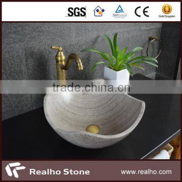 Grey Wooden Marble Washroom Bowls Sink