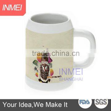 wholesale cheap Small Order advertising customized logo ceramic mugs cup 0.5L beer mug