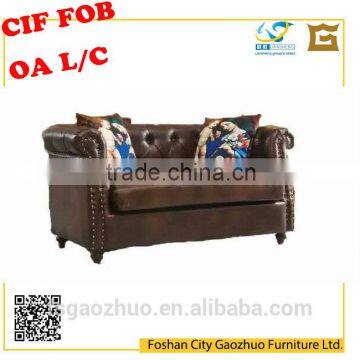 2016 new Chesterfield sofa with PU covering and solid wood legs