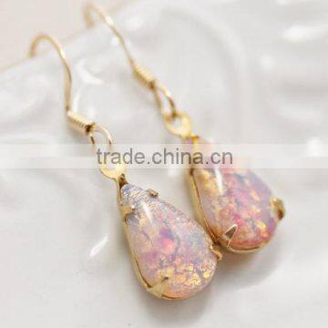 falak gems Vintage Fire Opal Earrings, Petite Harlequin Opal Earrings