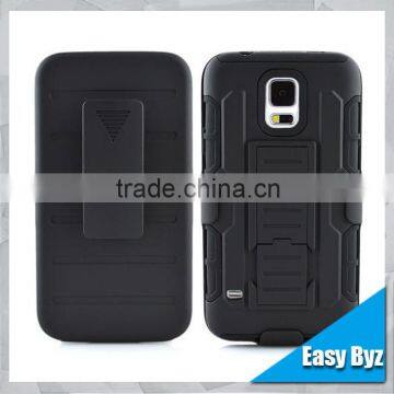 Black For Samsung GalaxyS5 S6 and S6 Edge rubber three layer combo holster case with stand