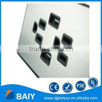 Aluminum Alloy Gloss Surface US Plug Wall Socket 2 USB Outlets 2 USB Port photo-2