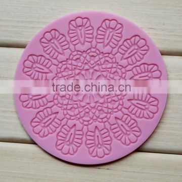 Wholesale Food grade non stick flexible heat resistant round silicone lace molds for cake decorating