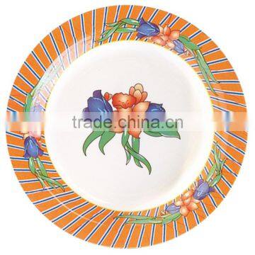 Flower design round porcelain plate