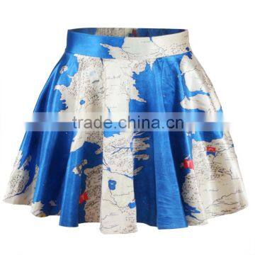 Latest New Design Mature Women In Skirts Map Print Dress N13-13