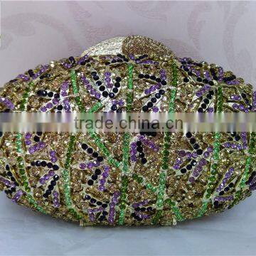 Hard Case Metal Frame Evening Clutch Bags with Crystal Stones FH15-1