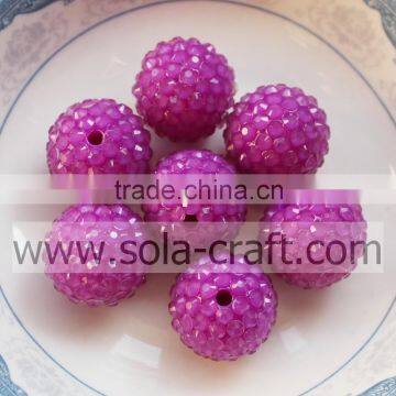18*20MM Purple Wholesales Price Fluorescence Resin Rhinestone Ball Beads
