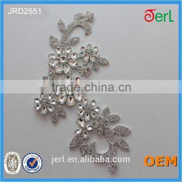 New Design Flower Crystal Rhinestone Lace Appliues for Shinning photo-3