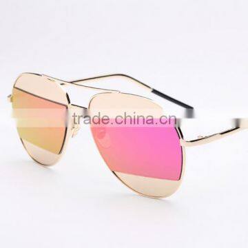 Wholesale summer catwalk models tri-color color female sunglasses