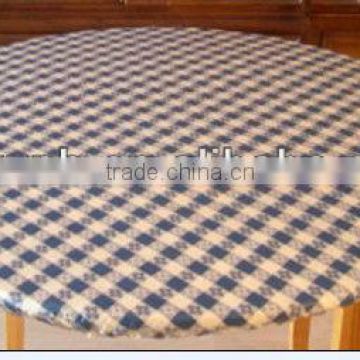 Outdoor Picnic Plastic PEVA Round Table Cover With Flannel Elastic Edging