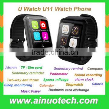 2015 newest available U11 smart watch cell phone bluetooth Wrist watches android phone 100% compatible with IOS