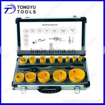 16PC HSS Bi-metal Hole Saw Kit, Maintenance Kit Aluniminum Case