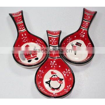 Hot Sale Red Ceramic Christmas Spoon