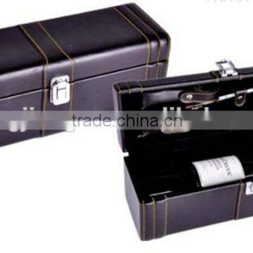 red wine and wine set gif box in leather