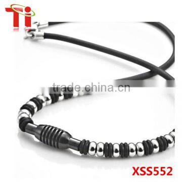 mens stainless steel rubber surfer beads jewellery necklace design