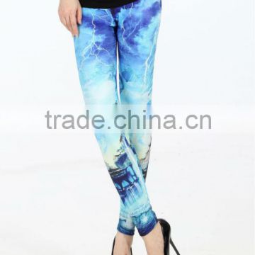 New Winter Woman Flashing Lightning Legging Blue