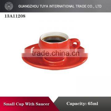 Round coffee cup with saucer high temperature color glaze cup set