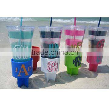 Drink Holder Eco-Friendly Portable Sand Plastic Coffee Beach Cup Holder photo-4