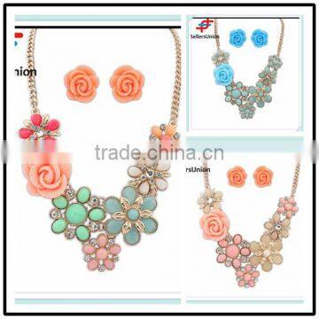 No.1 yiwu exporting commission agent wanted western style garment necklace set earring jewelry set for young girls