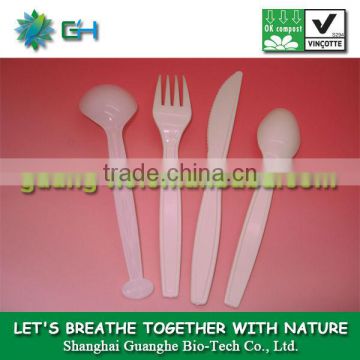 Biodegradable environmental friendly food grade safe pla plastic kitchen cutlery/utensil Knife/Fork/Spoon