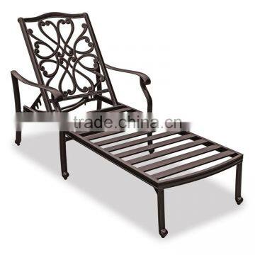 Rustproof heavyweight cast aluminum sun lounger outdoor chaise lounge with arms