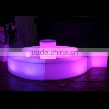 Outdoor illuminated led plastic furniture/LED light up curved bench stool used in garden wedding party