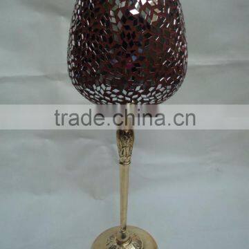 brass antique glass mosaic candle holder for wedding