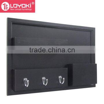 Entryway Multi Function Wood Organization Board With Pockets and Key Hooks Floating Wall Shelf With Mail Holder photo-6