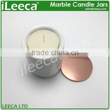 China factory natural white marble candle jars with pink lid cap