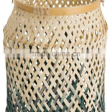 Natural & Grey Green Basket Weave Design, Set of Two 100% Bamboo Lamp Shades Lighting photo-5